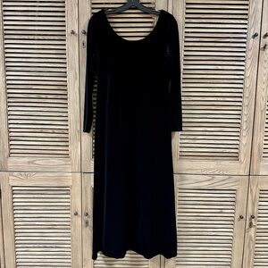 Laundry by Shelli Segal Empire Waist Long Black Velvet Dress Long Sleeve Size M